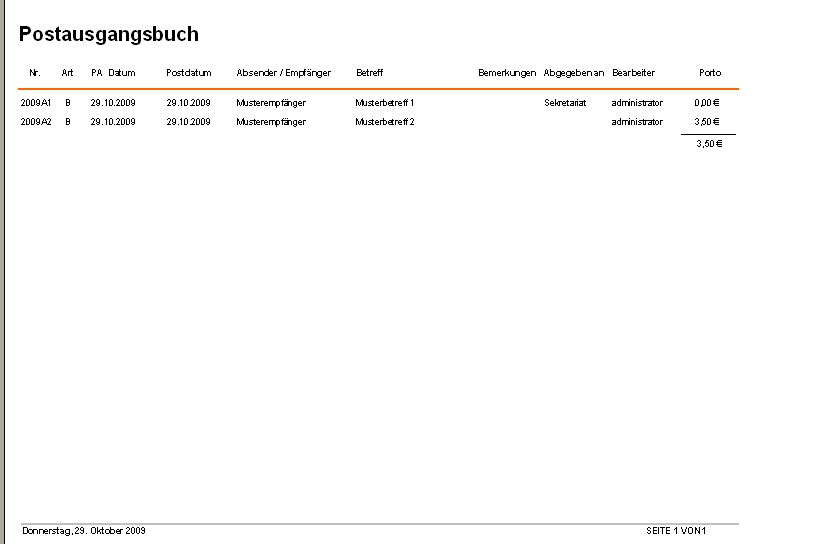 Postbuch Plus- Postausgangsbuch, Postausgangsbuch f�r Verwaltungen, �mter und Beh�rden -  Posteingang / Postausgang "Postausgangsbuch" -