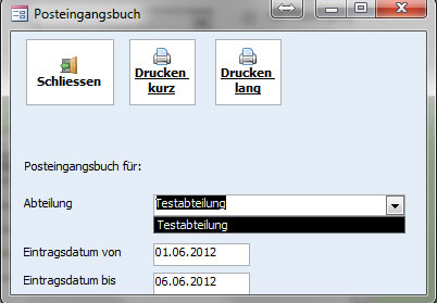 Postbuch - Posteingangsbuch, Postausgangsbuch f�r Verwaltungen, �mter und Beh�rden -  Posteingang / Postausgang "Posteingangsbuch" -